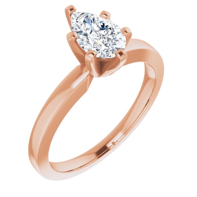 CHRISTINA Solitaire Claw Set with Flat Band Pear - 18K Rose Gold - View 1
