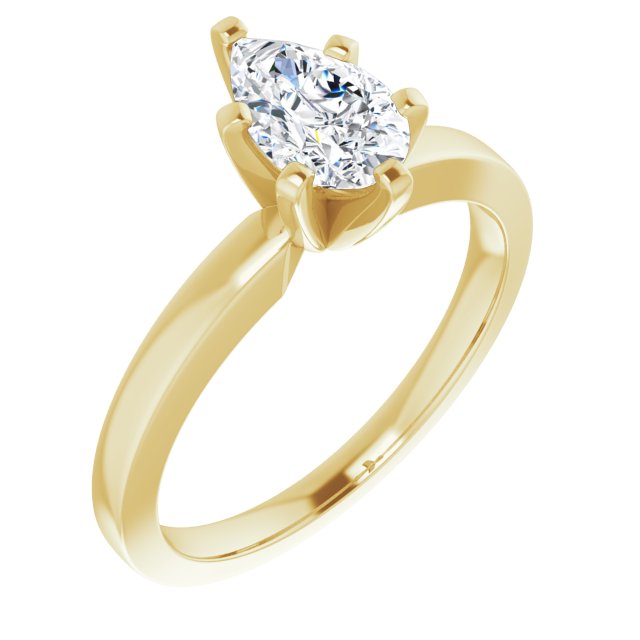 CHRISTINA Solitaire Claw Set with Flat Band Pear - 18K Yellow Gold - View 1