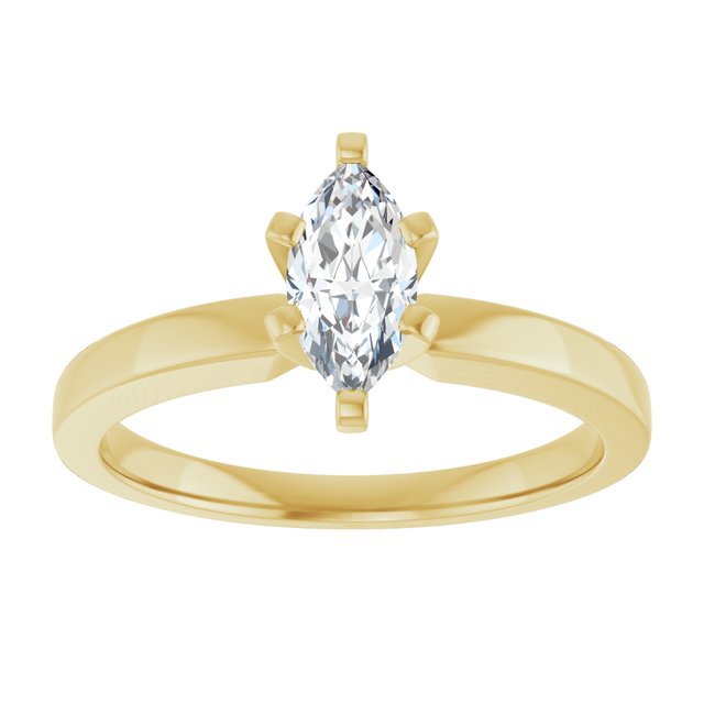 CHRISTINA Solitaire Claw Set with Flat Band Marquise - 18K Yellow Gold - View 3