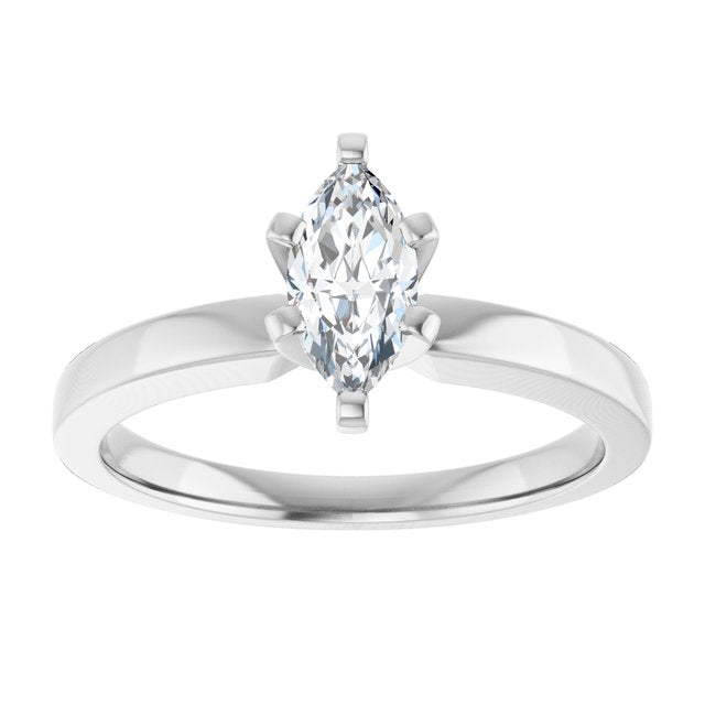 CHRISTINA Solitaire Claw Set with Flat Band Marquise - Platinum - View 3