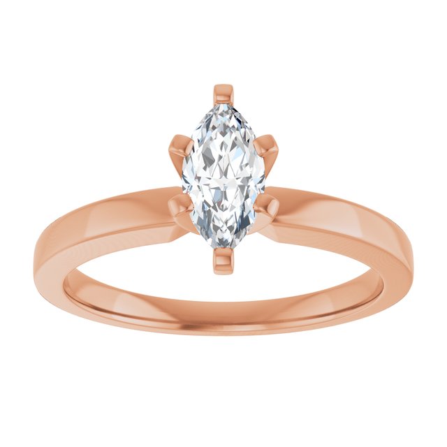 CHRISTINA Solitaire Claw Set with Flat Band Marquise - 18K Rose Gold - View 3