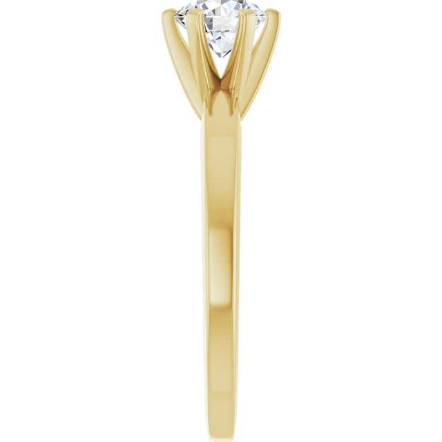 CHRISTINA Solitaire Claw Set with Flat Band Round - 18K Yellow Gold - View 4