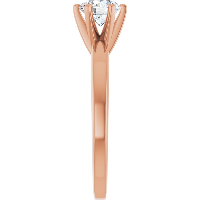 CHRISTINA Solitaire Claw Set with Flat Band Round - 18K Rose Gold - View 4
