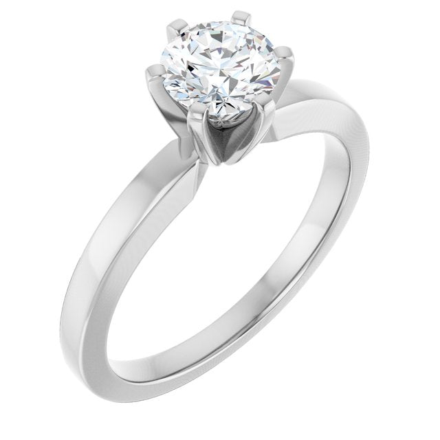 CHRISTINA Solitaire Claw Set with Flat Band Round - Platinum - View 1