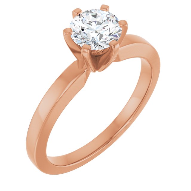 CHRISTINA Solitaire Claw Set with Flat Band Round - 18K Rose Gold - View 1