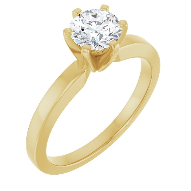 CHRISTINA Solitaire Claw Set with Flat Band Round - 18K Yellow Gold - View 1