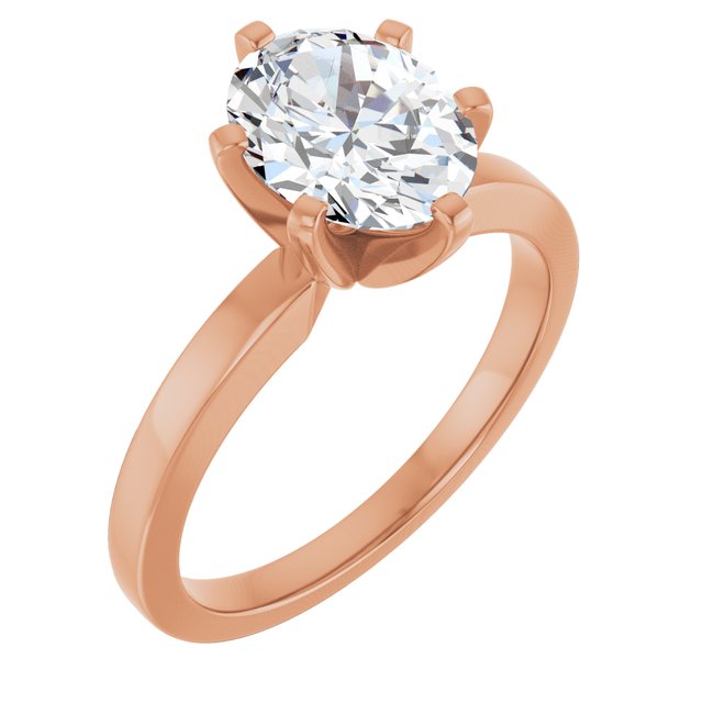 CHRISTINA Solitaire Claw Set with Flat Band Oval - 18K Rose Gold - View 1