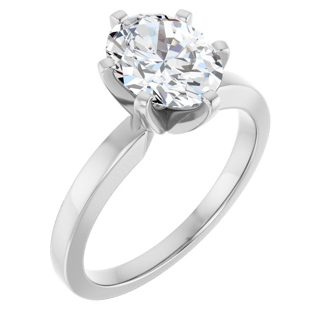CHRISTINA Solitaire Claw Set with Flat Band Oval - Platinum - View 1