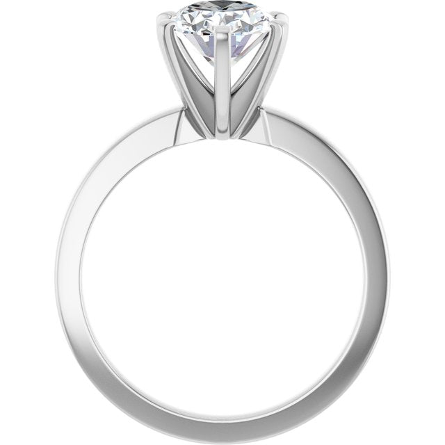 CHRISTINA Solitaire Claw Set with Flat Band Oval - Platinum - View 2
