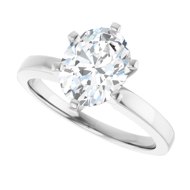 CHRISTINA Solitaire Claw Set with Flat Band Oval - Platinum - View 5