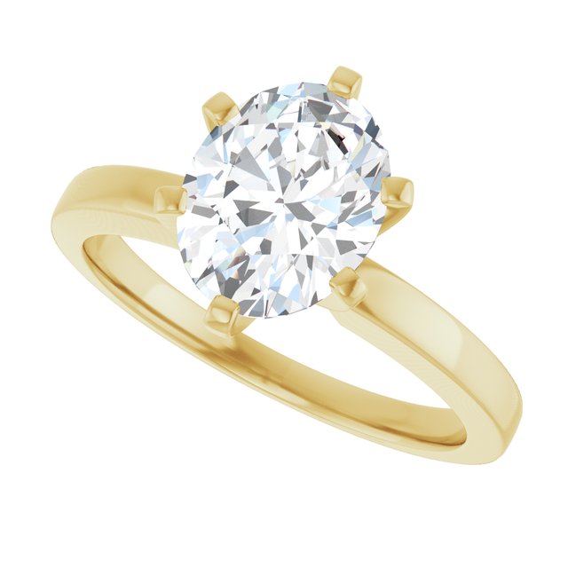 CHRISTINA Solitaire Claw Set with Flat Band Oval - 18K Yellow Gold - View 5