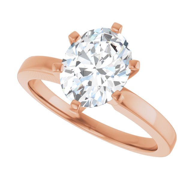 CHRISTINA Solitaire Claw Set with Flat Band Oval - 18K Rose Gold - View 5