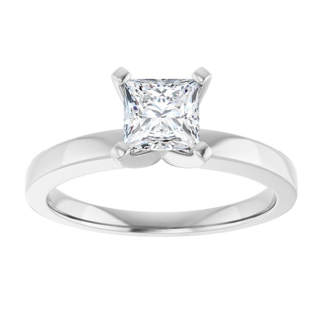 CHRISTINA Solitaire Claw Set with Flat Band Square - Platinum - View 3