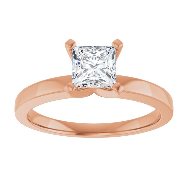 CHRISTINA Solitaire Claw Set with Flat Band Square - 18K Rose Gold - View 3