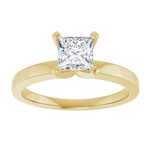 CHRISTINA Solitaire Claw Set with Flat Band Square - 18K Yellow Gold - View 3