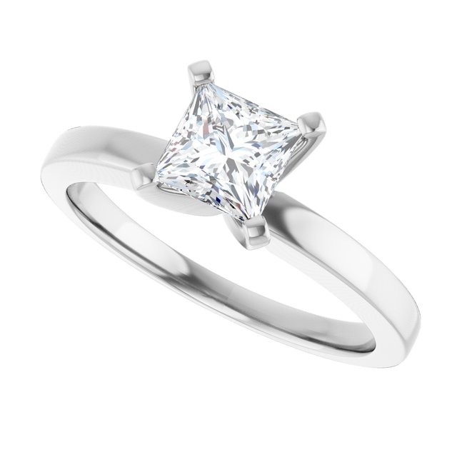 CHRISTINA Solitaire Claw Set with Flat Band Square - Platinum - View 5