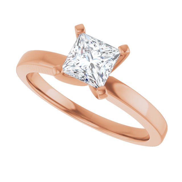 CHRISTINA Solitaire Claw Set with Flat Band Square - 18K Rose Gold - View 5