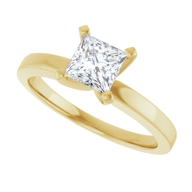 CHRISTINA Solitaire Claw Set with Flat Band Square - 18K Yellow Gold - View 5