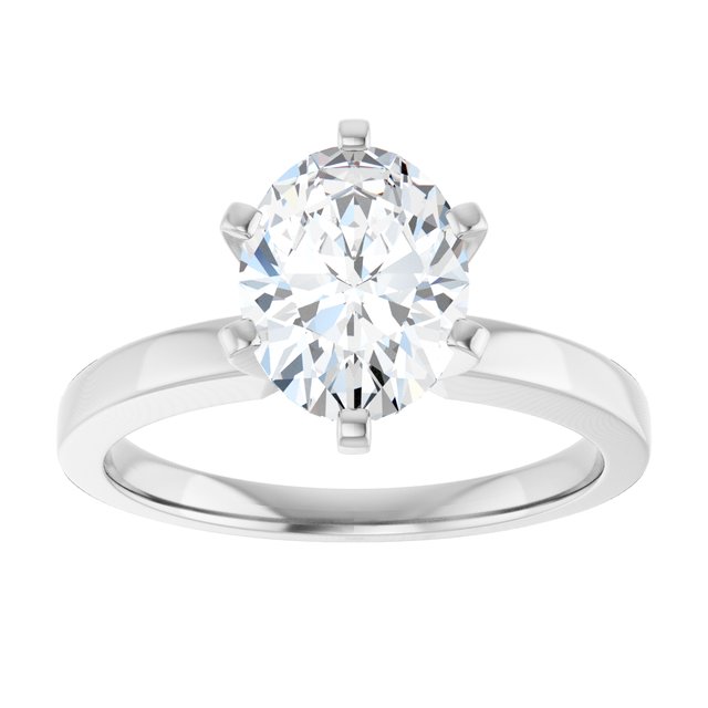 CHRISTINA Solitaire Claw Set with Flat Band Oval - Platinum - View 3