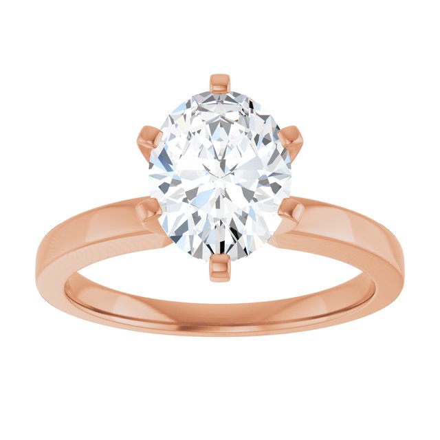 CHRISTINA Solitaire Claw Set with Flat Band Oval - 18K Rose Gold - View 3