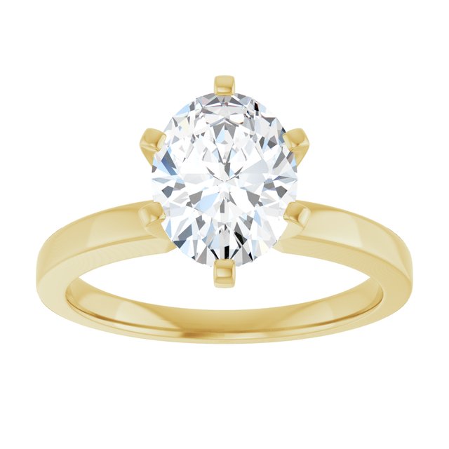 CHRISTINA Solitaire Claw Set with Flat Band Oval - 18K Yellow Gold - View 3