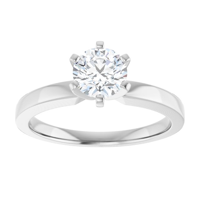 CHRISTINA Solitaire Claw Set with Flat Band Round - Platinum - View 3