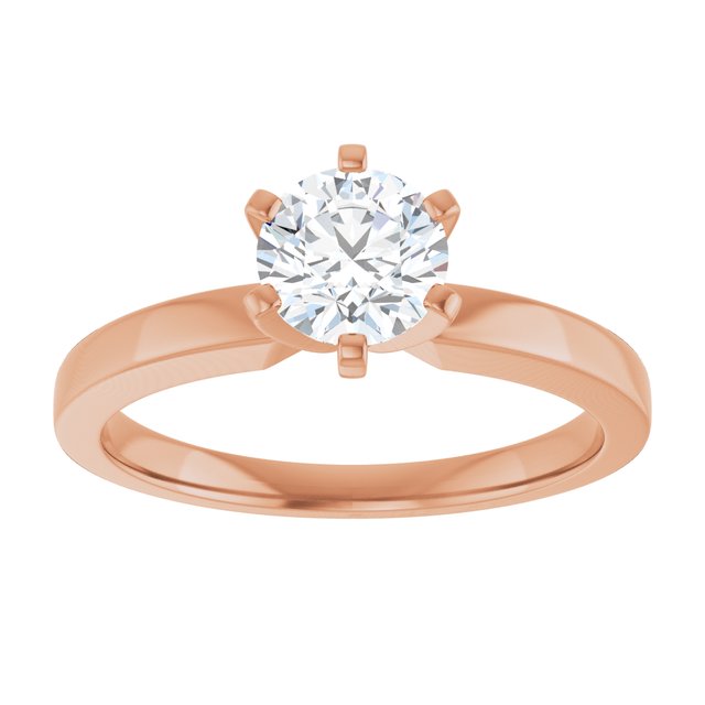 CHRISTINA Solitaire Claw Set with Flat Band Round - 18K Rose Gold - View 3