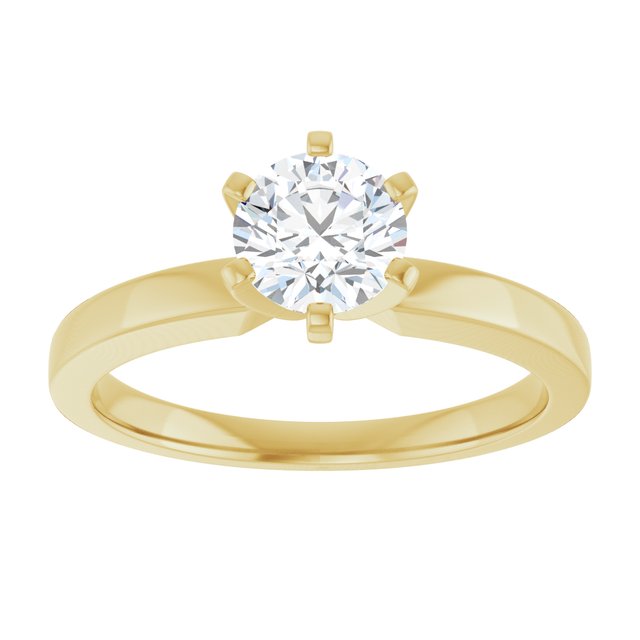 CHRISTINA Solitaire Claw Set with Flat Band Round - 18K Yellow Gold - View 3