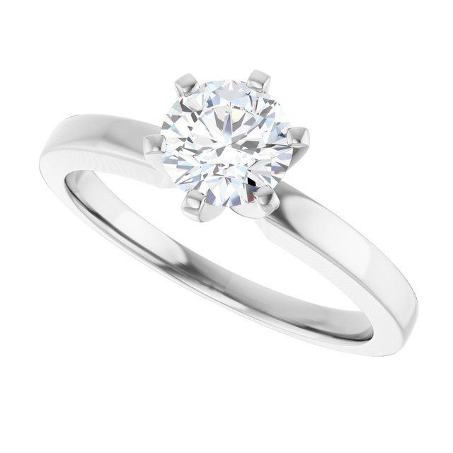 CHRISTINA Solitaire Claw Set with Flat Band Round - Platinum - View 5