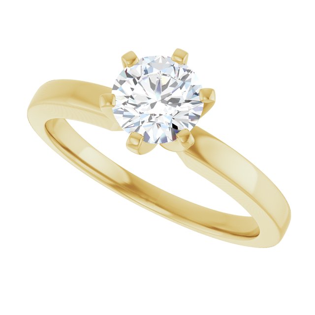 CHRISTINA Solitaire Claw Set with Flat Band Round - 18K Yellow Gold - View 5