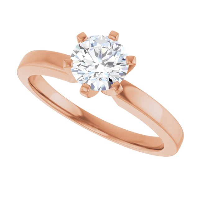 CHRISTINA Solitaire Claw Set with Flat Band Round - 18K Rose Gold - View 5