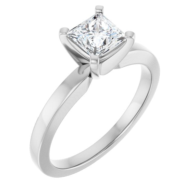 CHRISTINA Solitaire Claw Set with Flat Band Square - Platinum - View 1