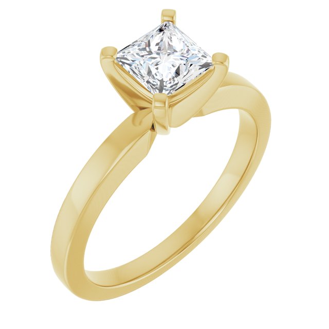 CHRISTINA Solitaire Claw Set with Flat Band Square - 18K Yellow Gold - View 1