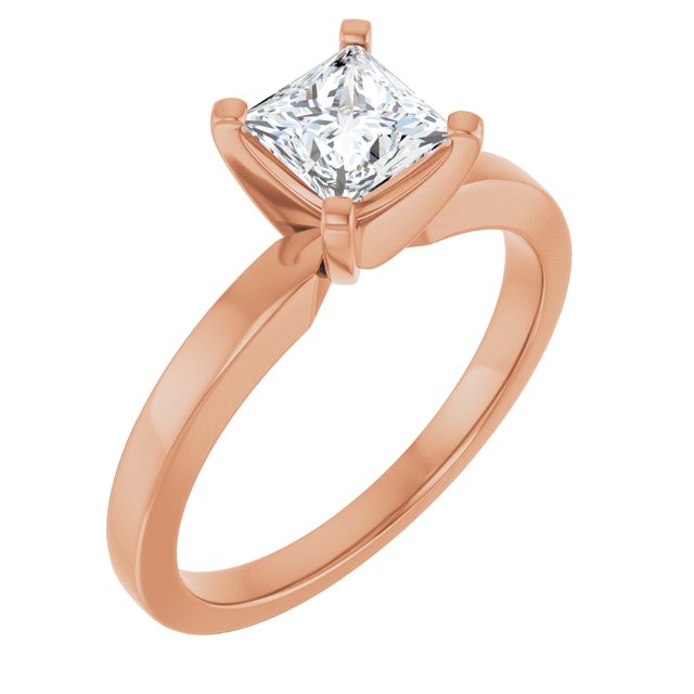 CHRISTINA Solitaire Claw Set with Flat Band Square - 18K Rose Gold - View 1