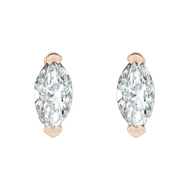10K Rose Gold Lab-Grown Diamond 8 X 4mm (1.00ct TDW) PETITE Marquise Stud Earrings Jewelry