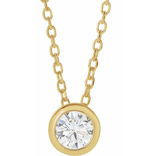10K Rose 1/10 CT Lab-Grown Diamond Bezel-Set 16-18&quot; Necklace Jewelry