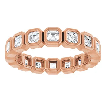 10K Yellow Gold Lab-Grown Diamond 2.5 mm MADONNA Asscher cut bezel set eternity band Jewelry