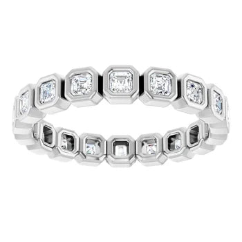 10K Yellow Gold Lab-Grown Diamond 2.5 mm MADONNA Asscher cut bezel set eternity band Jewelry