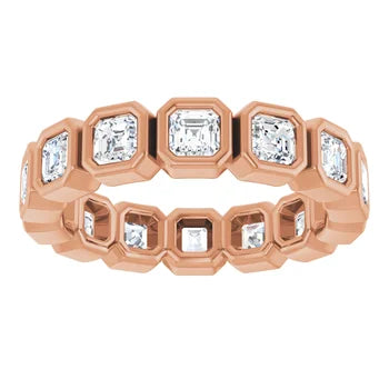 10K Yellow Gold Lab-Grown Diamond 2.5 mm MADONNA Asscher cut bezel set eternity band Jewelry