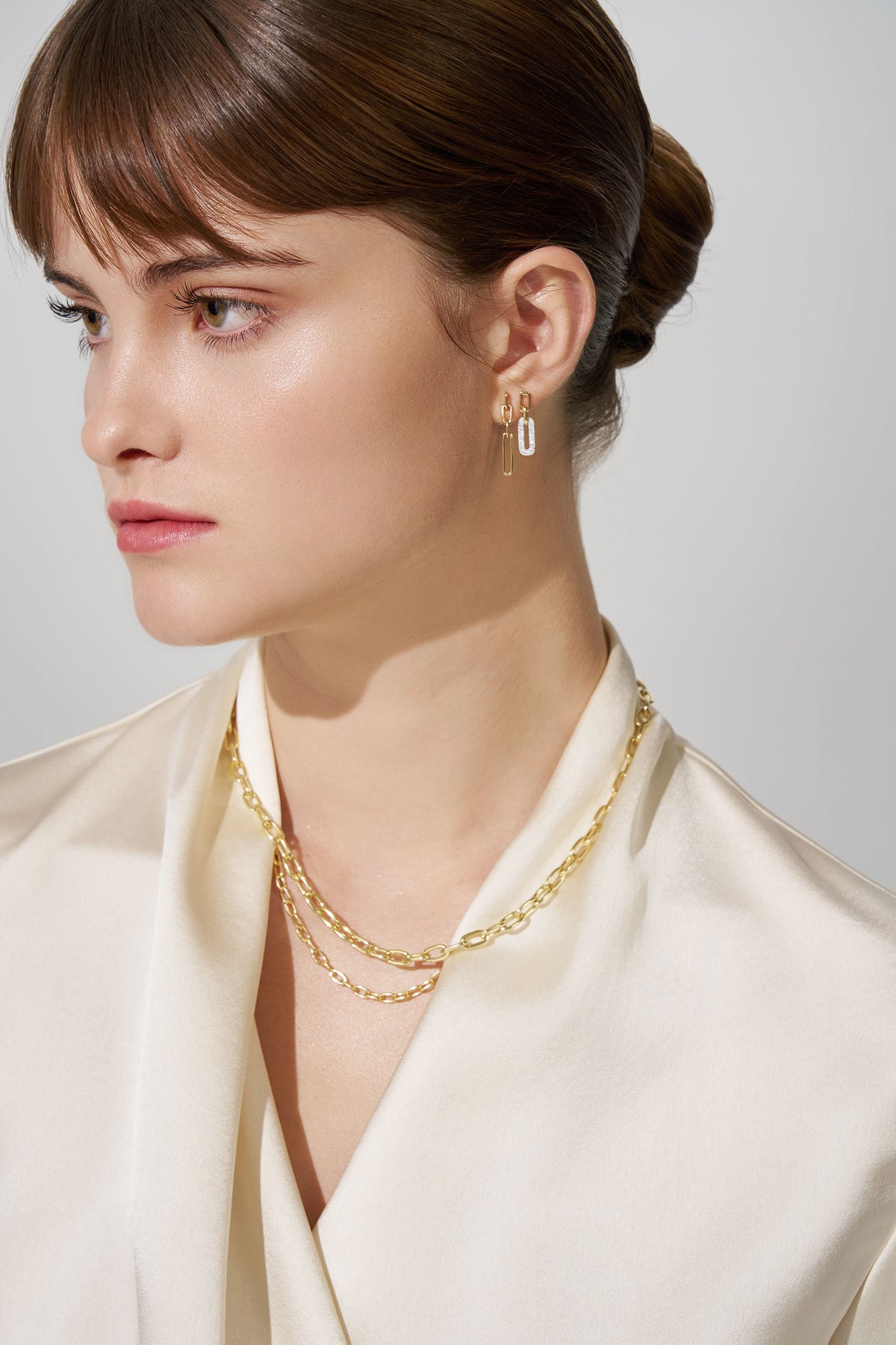 9ct Yellow Gold Paperclip Drop Earrings