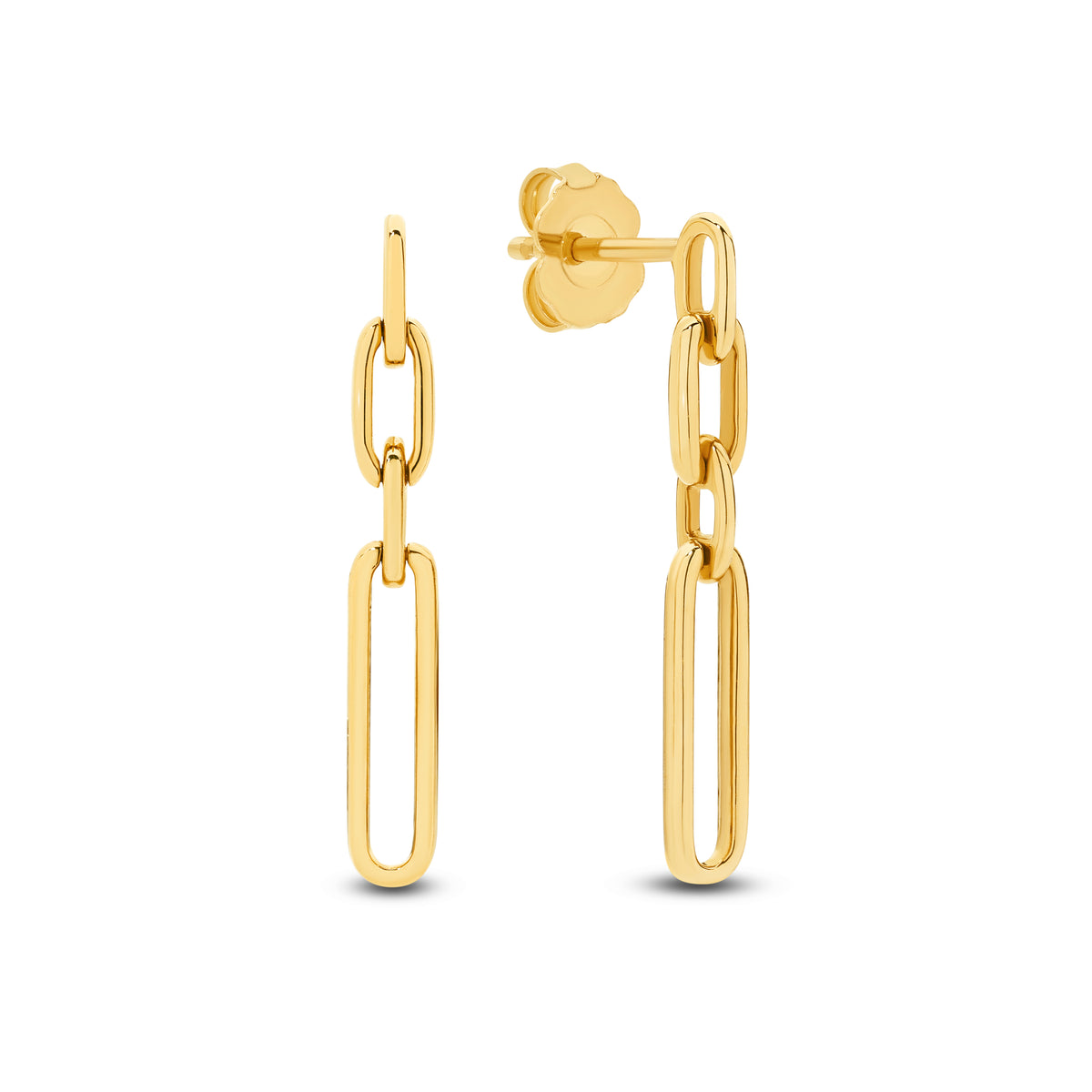 9ct Yellow Gold Paperclip Drop Earrings