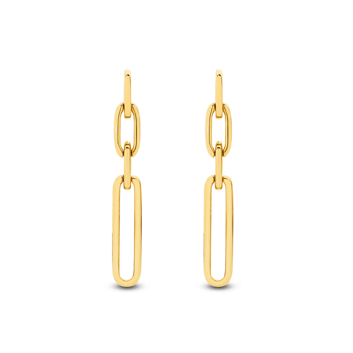 9ct Yellow Gold Paperclip Drop Earrings