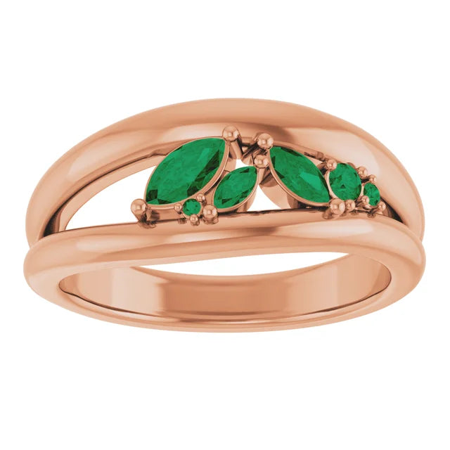 Lab-Grown Diamond 5 x 2.5 mm ORGANIC Marquise and round ladies dress ring Jewelry