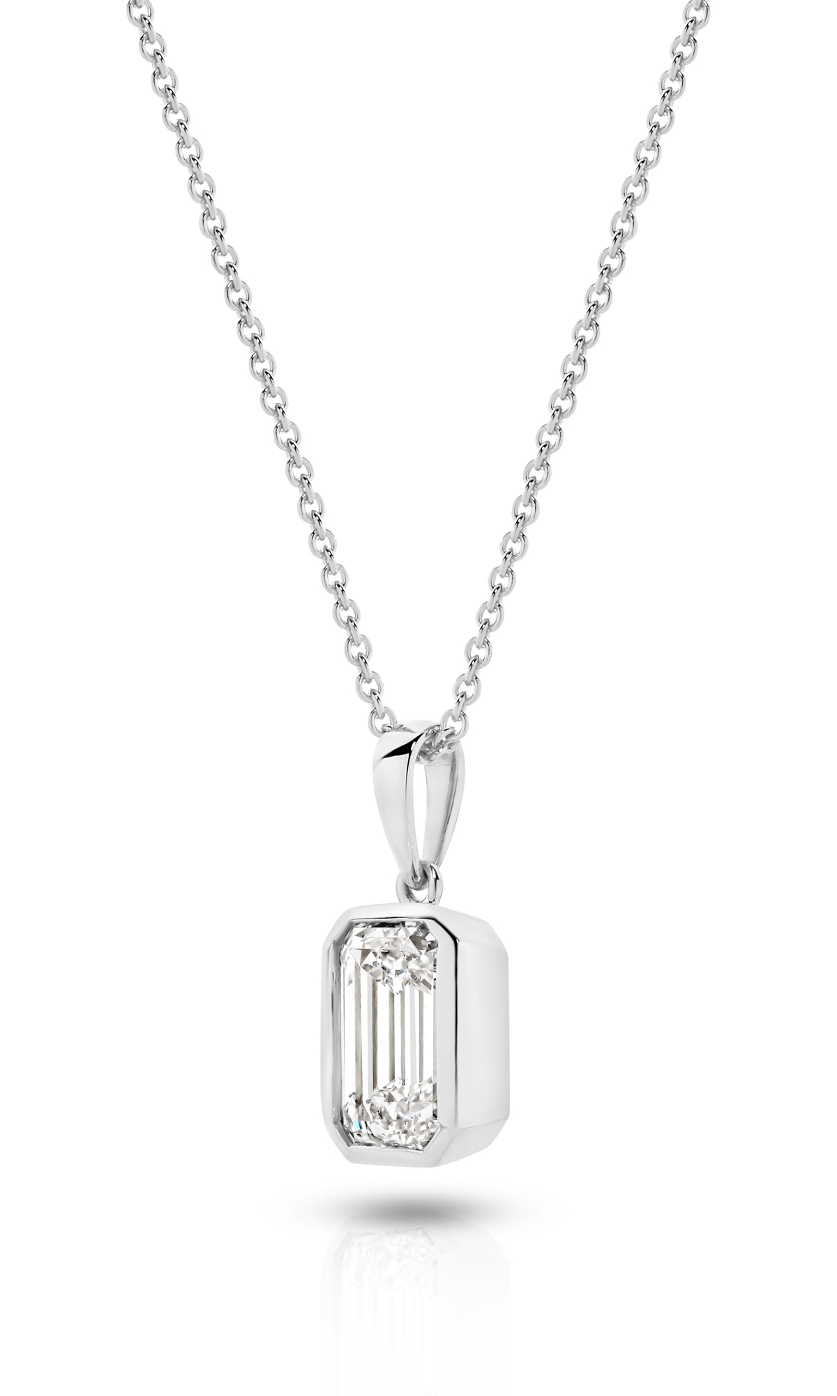 1.00ct Emerald Cut Lab Grown Diamond Bezel Pendant