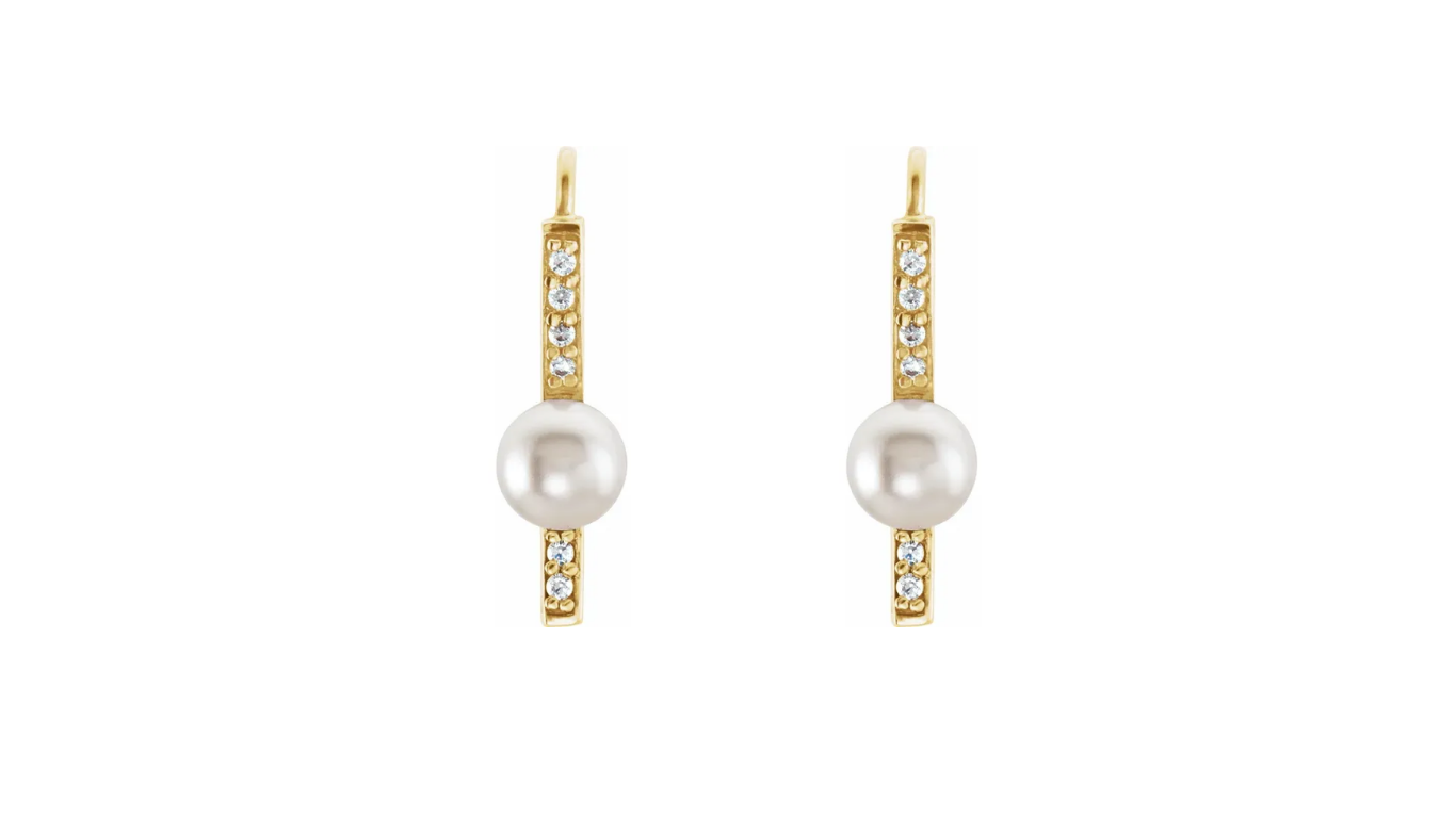 LINEAR Pearl and diamond hook Earring Jewelry