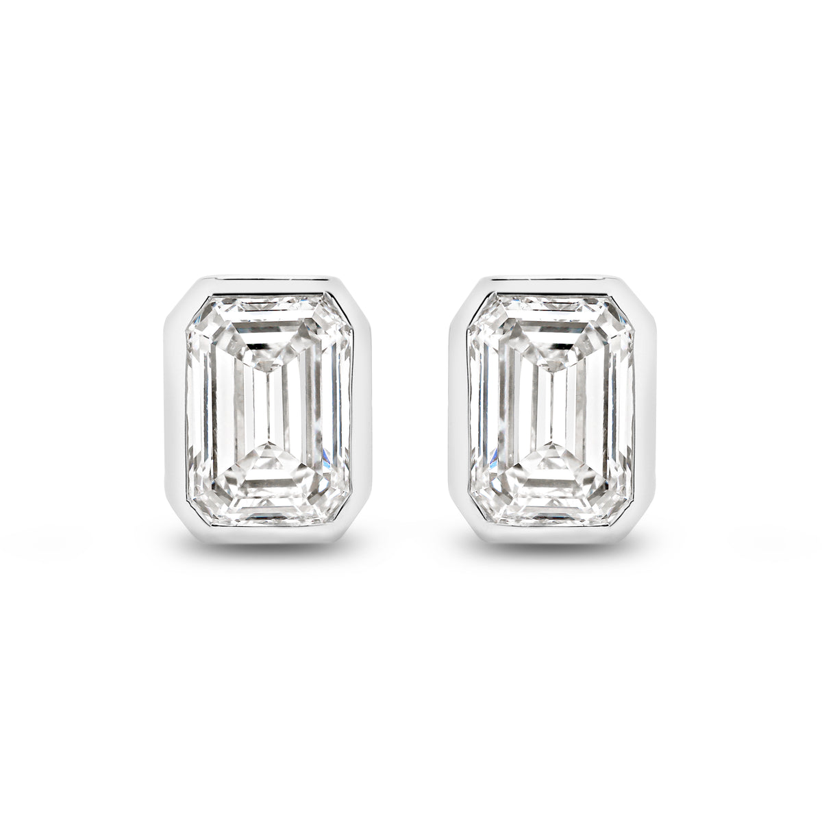 2.00ct Emerald Cut Lab-Grown Diamond Bezel Studs