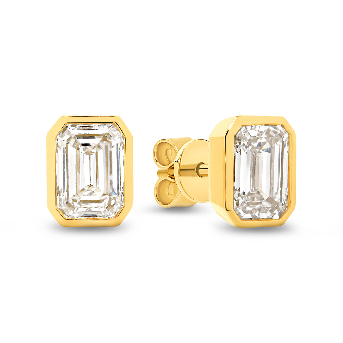 2.00ct Emerald Cut Lab-Grown Diamond Bezel Studs