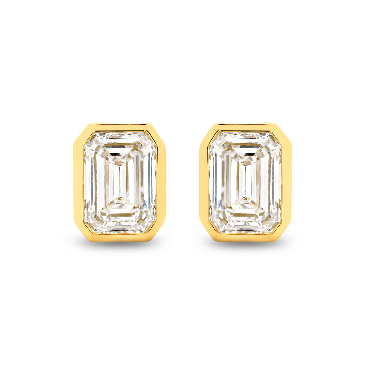 2.00ct Emerald Cut Lab-Grown Diamond Bezel Studs