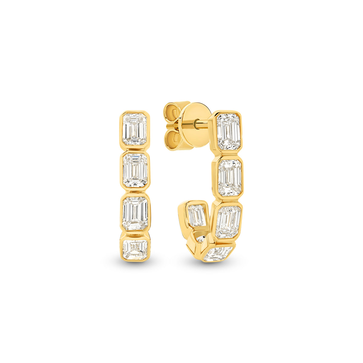 Emerald Cut Lab Grown Diamond Hoop