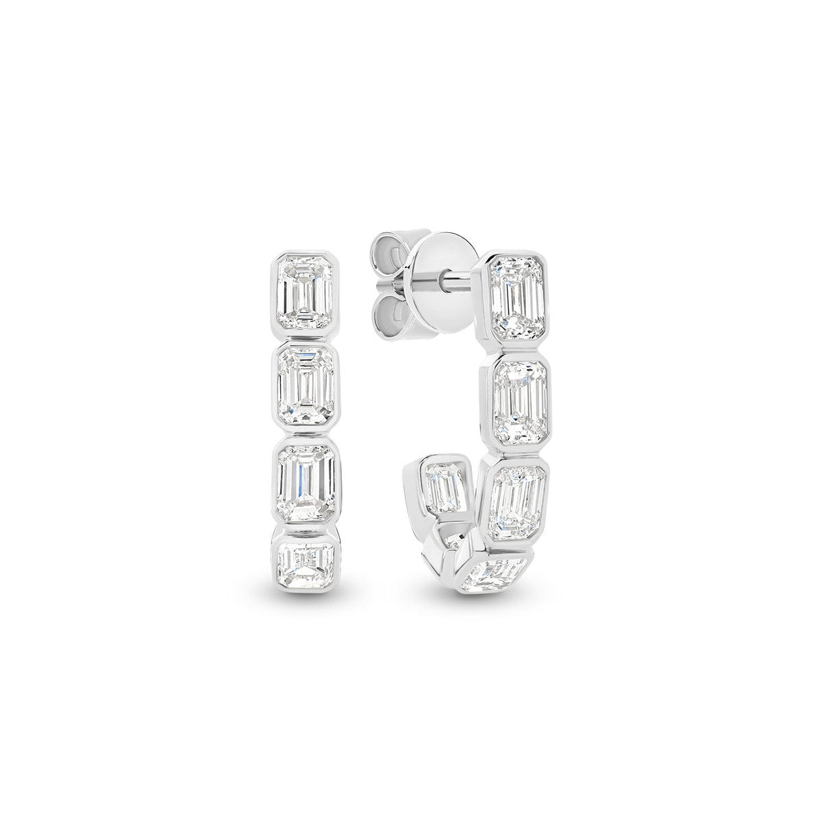 Emerald Cut Lab Grown Diamond Hoop
